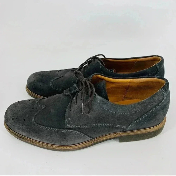 ECCO Findlay Blue Suede Wingtip Shoes - Picture 5 of 11